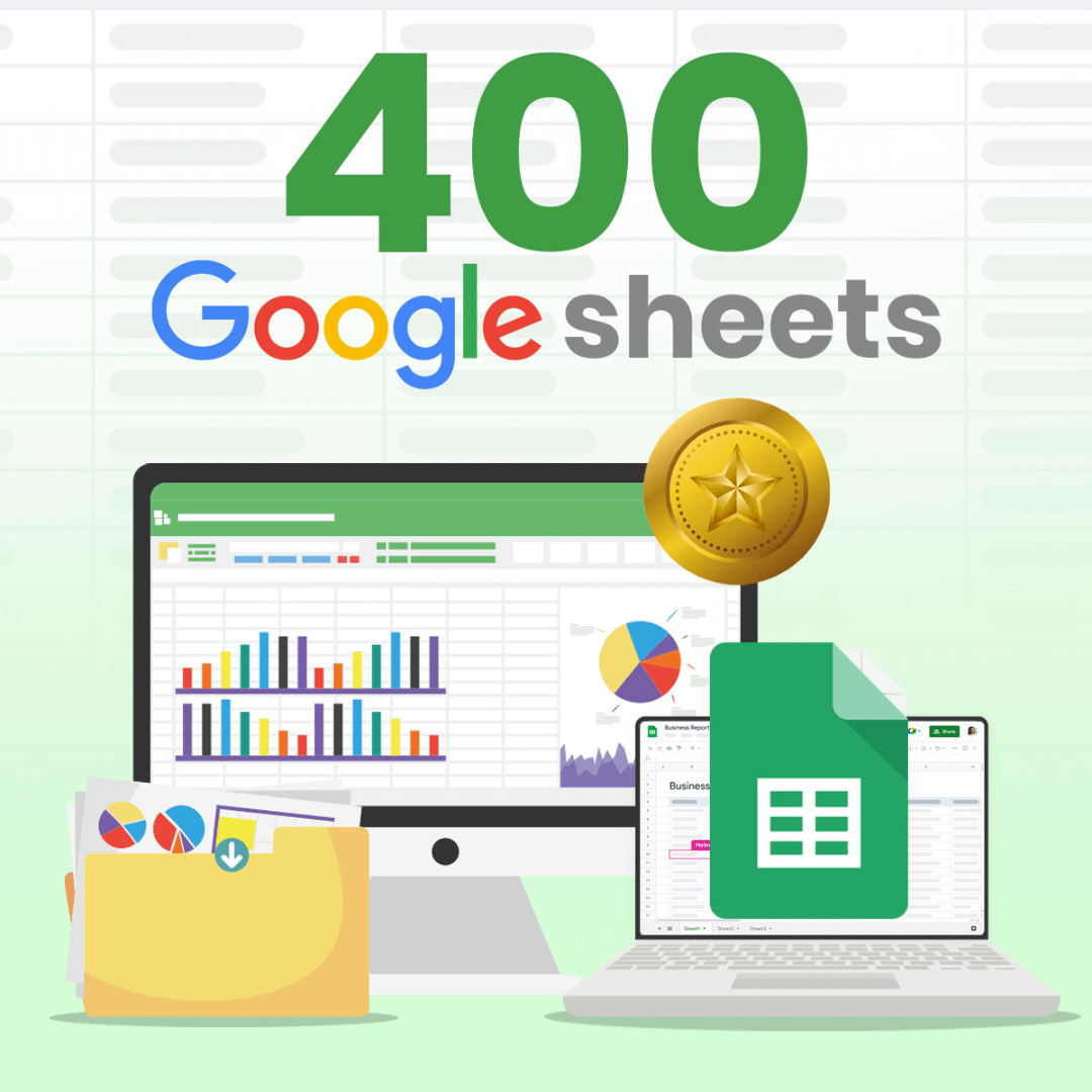400 Google Sheets & Planners: The Ultimate Life Planner, Meal Planning, Habit Tracker, Bucket List, Fitness Planner, To Do List (with Resell Rights)