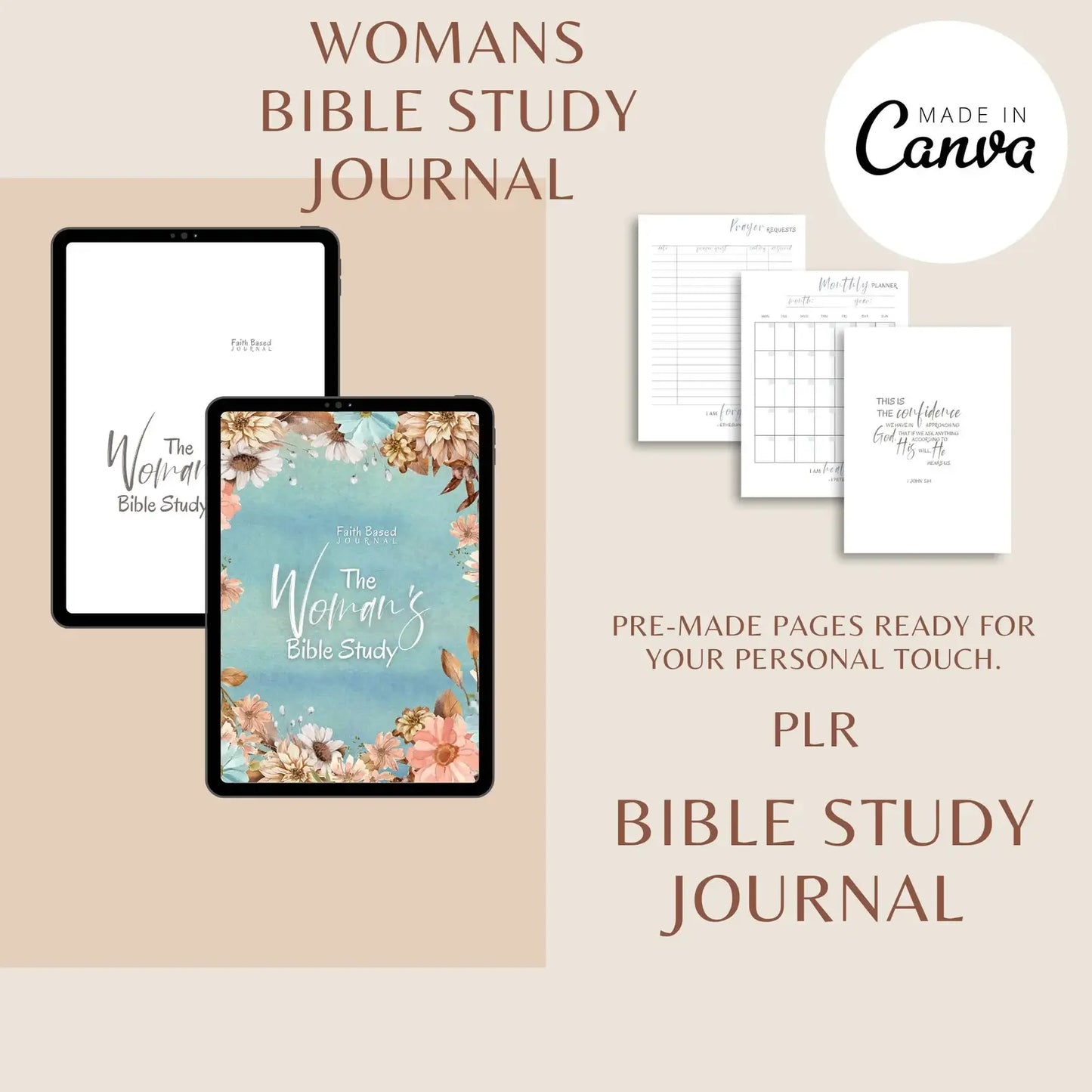 Printable Faith-Filled Prayer Journal Bundle: PLR Bible Study Guide, S.O.A.P. Sheets & More for Deepening Your Spiritual Journey