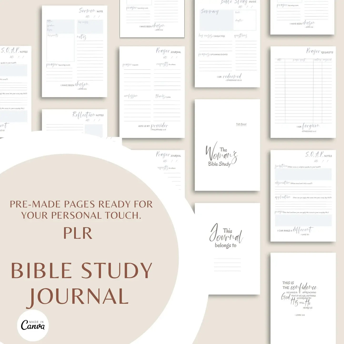 Printable Faith-Filled Prayer Journal Bundle: PLR Bible Study Guide, S.O.A.P. Sheets & More for Deepening Your Spiritual Journey