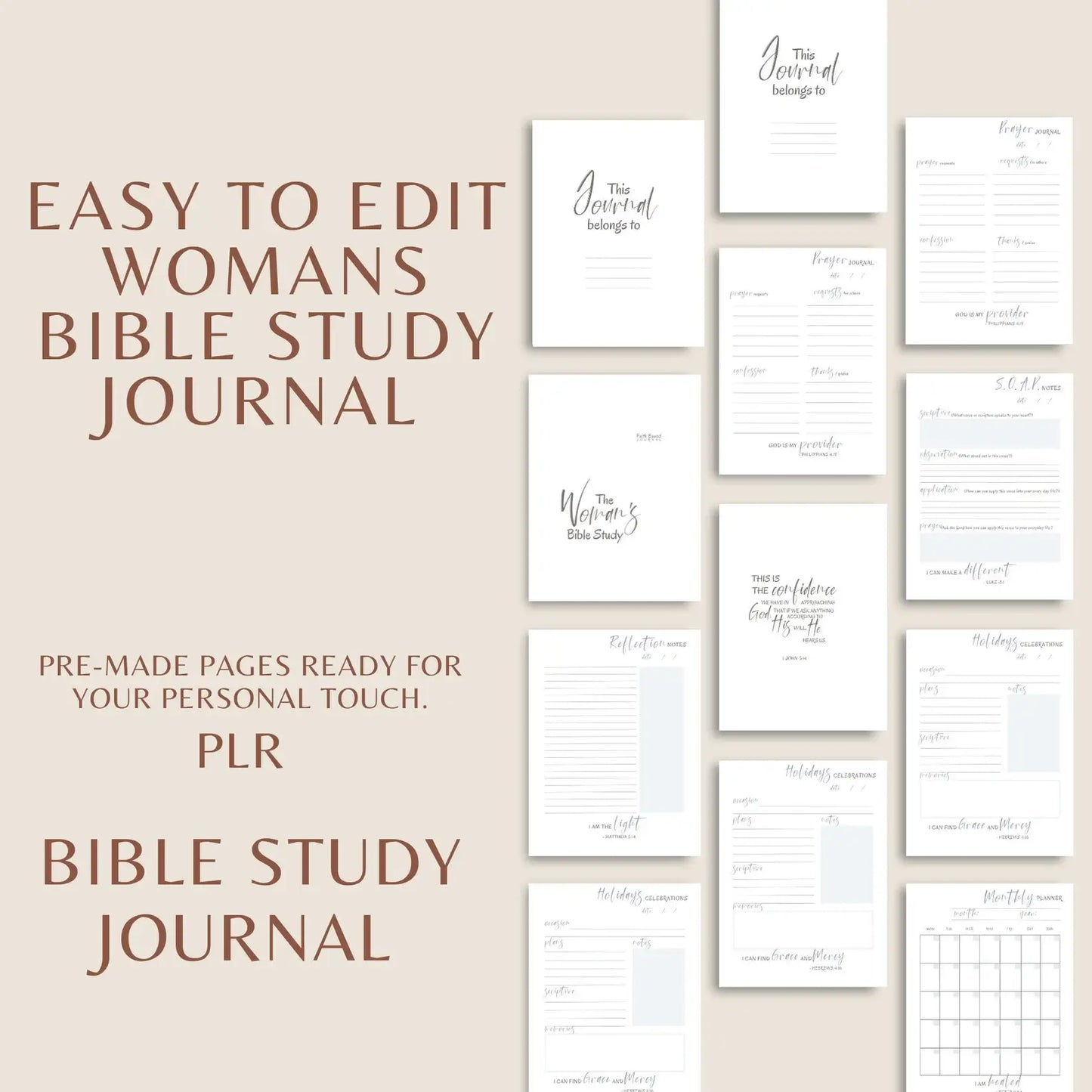 Printable Faith-Filled Prayer Journal Bundle: PLR Bible Study Guide, S.O.A.P. Sheets & More for Deepening Your Spiritual Journey