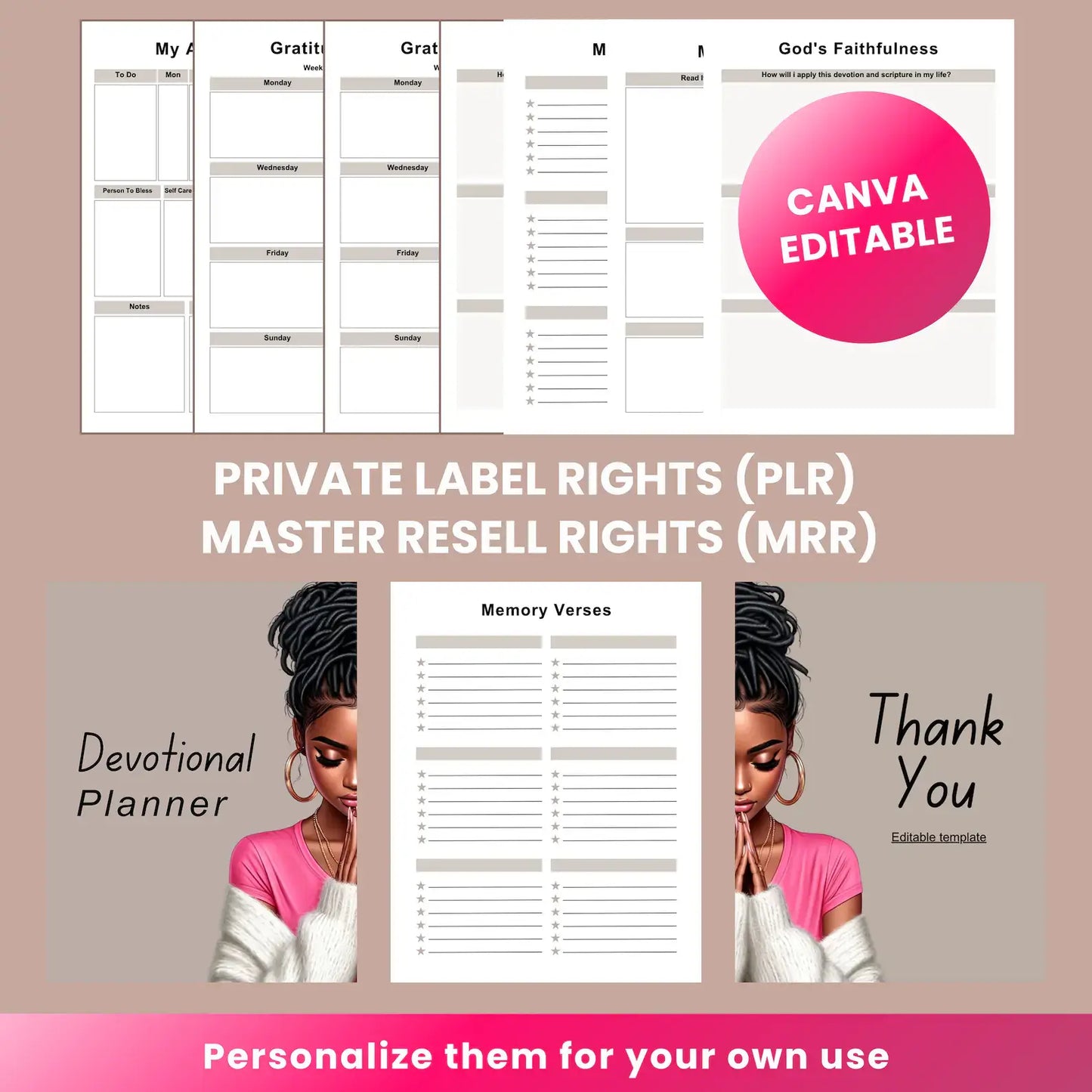 211 Editable Pages Prayer Journal | FULL PLR & RESELL RIGHTS (2024)