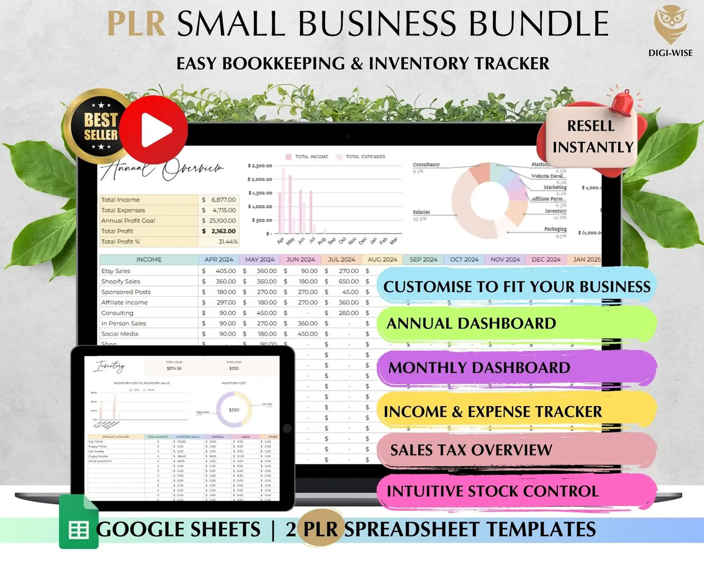 PLR Bookkeeping Spreadsheets